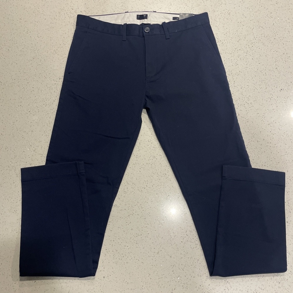 J.CREW Men's Slim-Fit Flex Chino Pant 32/34 Navy Blue Cotton Blend NWT